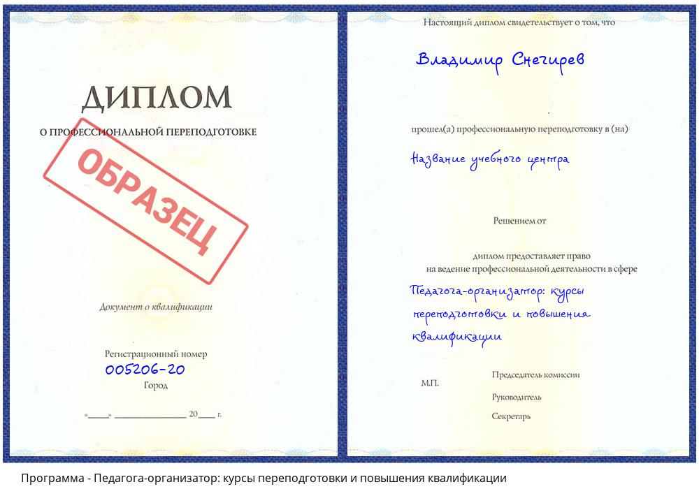 Педагога-организатор: курсы переподготовки и повышения квалификации Краснокаменск