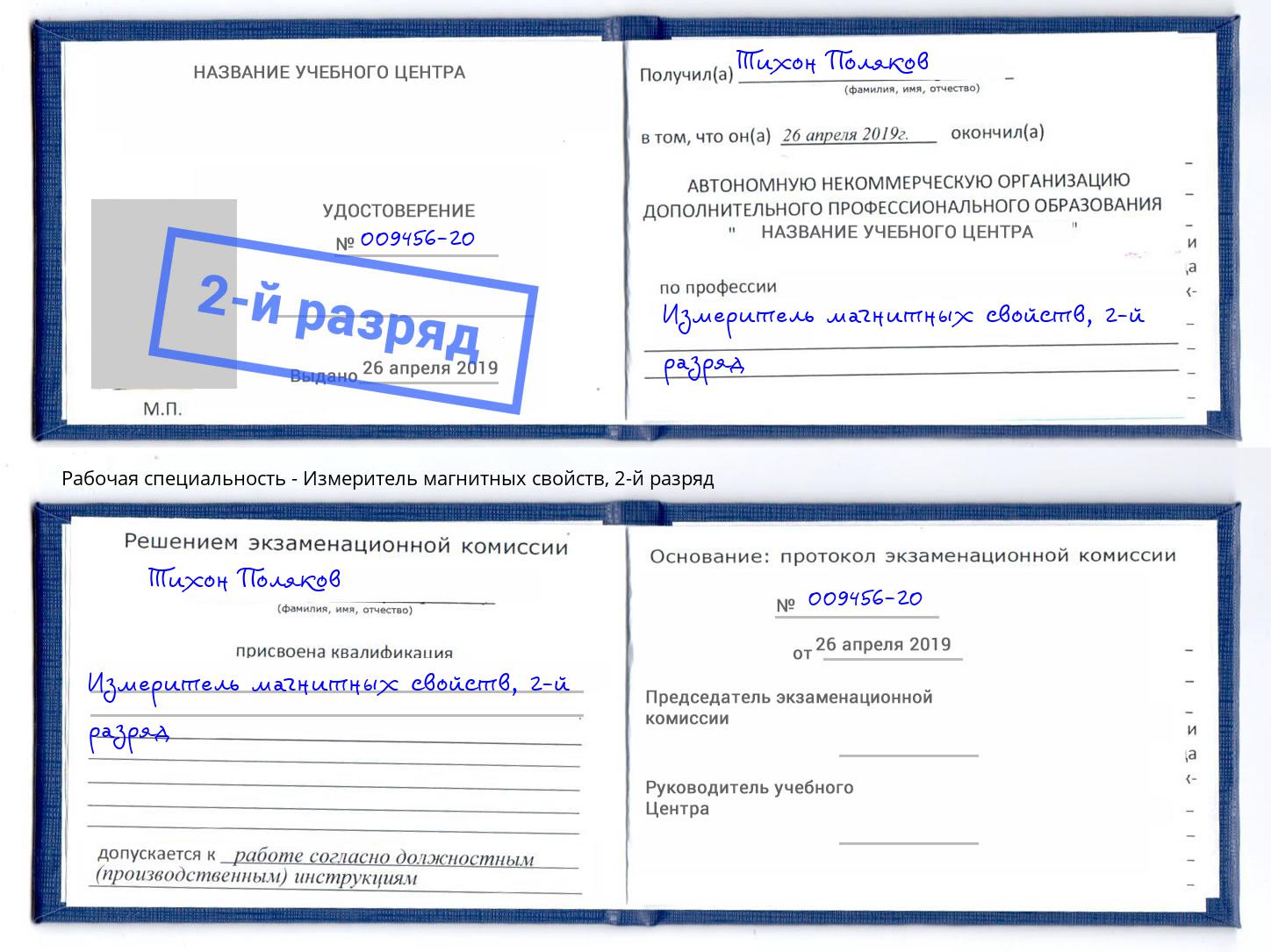 корочка 2-й разряд Измеритель магнитных свойств Краснокаменск