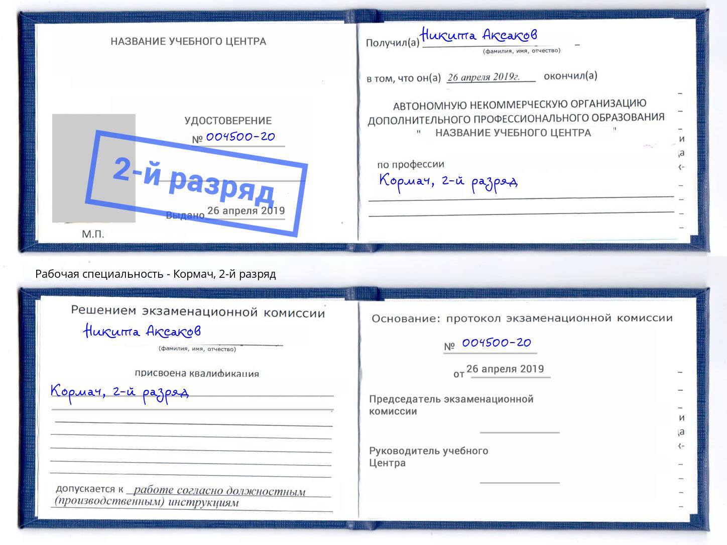 корочка 2-й разряд Кормач Краснокаменск